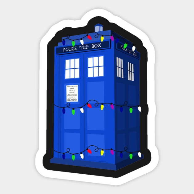 Merry Christmas Lights Tardis Sticker by charlescheshire